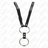 KINK doppelter Penisring aus Metall mit Ledergurt - Vanelion Paradise