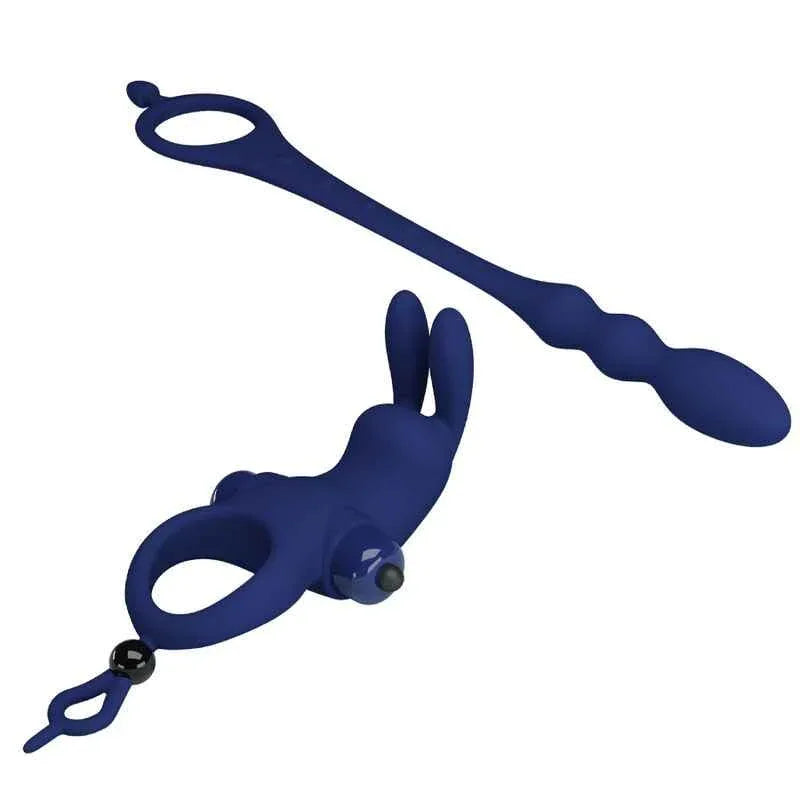 PRETTY LOVE - AYAD RABBIT VIBRATORRING MIT STECKER BLAU - Vanelion Paradise