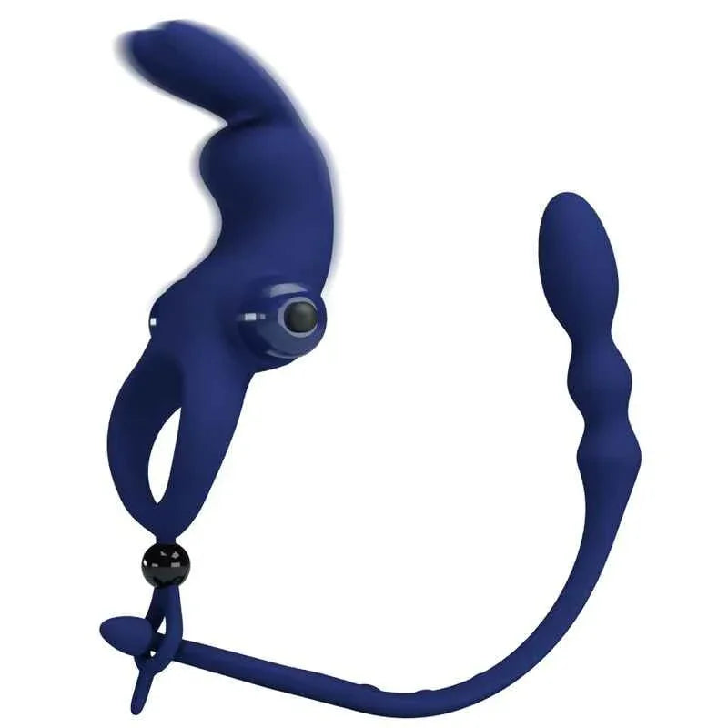 PRETTY LOVE - AYAD RABBIT VIBRATORRING MIT STECKER BLAU - Vanelion Paradise