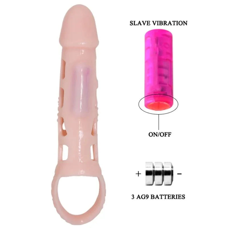 BAILE - PENIS EXTENDER COVER MIT VIBRATION UND NATÜRLICHEM GURT 13.5 CM - Vanelion Paradise